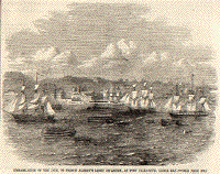 Embarkation of the 18th, or Prince Alberts Light Infantry, at Port Elizabeth, Algoa Bay.