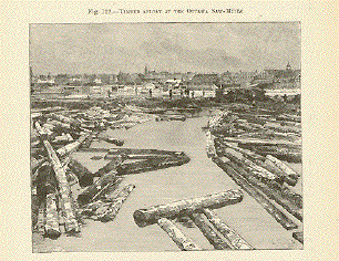 Timber Afloat at the Ottawa Saw Mills.