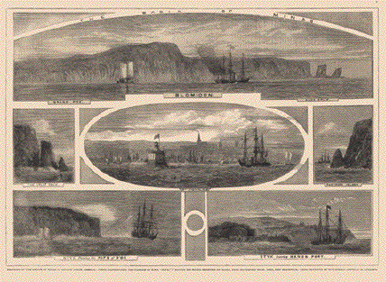 The Basin of Minas
                                                                                                                                                                                                                                                                                                                                                                                                                                                                                                                                                                                                                           Upper image: Grand Pre - Blomidon - Cape SplitMiddle images: The Split Rock - St. John N.B. - Partridge IslandLower images: Styx Passing the Rips of D'Or - Styx leaving Hands Port.