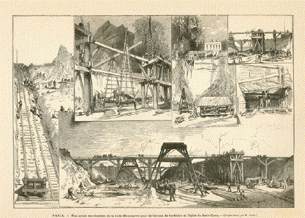 Paris. - Etat actuel des chantiers de la butte Montmrtre pour les travaux de fondation de l'eglise du Sacre Cour