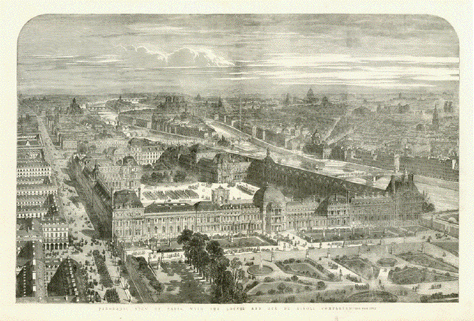 View of Paris with the Louvre and Rue de Rivoli 
