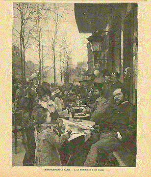 Le Boulevard a Paris. - A la Terrasse D'Un Cafe