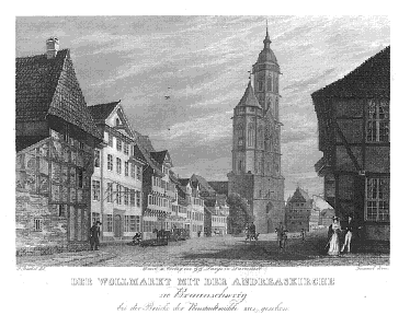Braunschweig - Der Wollmarkt mit der Andreaskirche