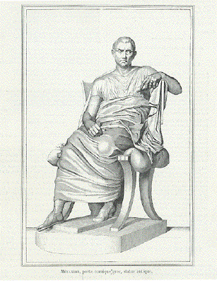 Menandre. poet comique grec, statue antique