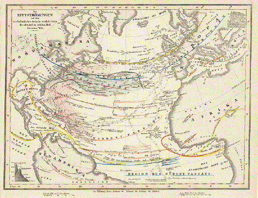 Luftströmungen auf dem nordatlantischen Ocean im westlich. Gebiet der alten und im oestlichen Theiß der neuen Welt