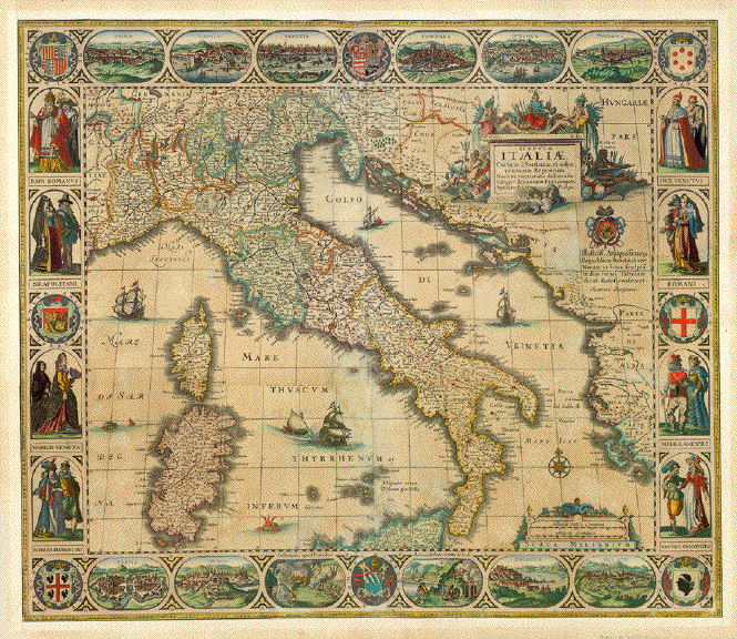 1655 Old Vintage Urbino Region Italy decorative map Blaeu ca 