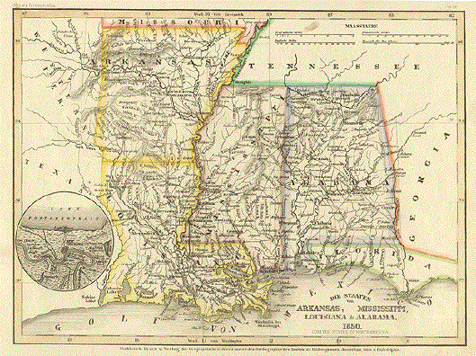 Arkansas, Mississippi, Loisiana and Alabama