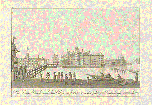 Berlin - Die Lange Brücke und das Schloss im Jahre 1690 von der jetzigen Burgstraße angesehen
