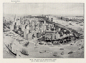 New York von der Hafeneinfahrt gesehen,Links der Hudson, rechts der East River mit Brooklyn