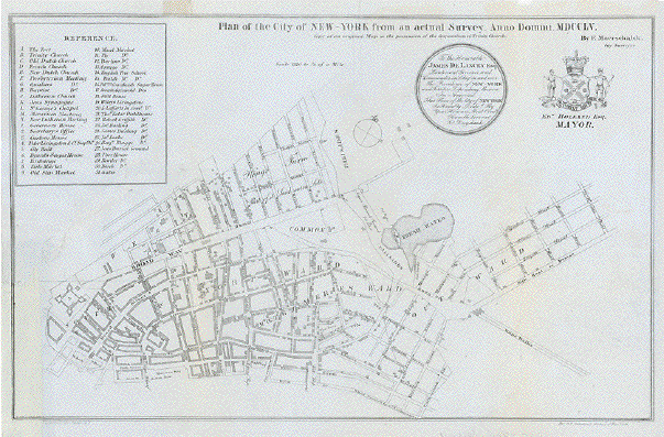 Plan of the City of NEW-YORK from an actual Survey. Anno Domini MDCCLV